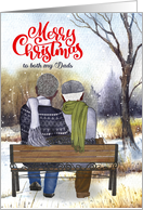 for Two Dads Christmas Senior Gay Black Couple on Winter Bench card