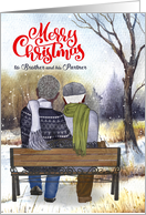 Brother and Partner Christmas Gay Senior Black Couple Winter card
