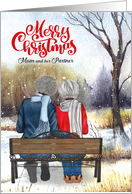 Mom and Partner Christmas Black Lesbian Senior Couple Winter card