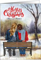 Niece and Partner Christmas Lesbian Couple on a Winter Bench card