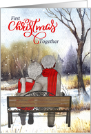 1st Christmas Senior Black Couple on a Winter Bench card