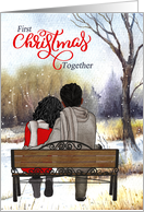 1st Christmas Together Young Black Couple on a Winter Bench card