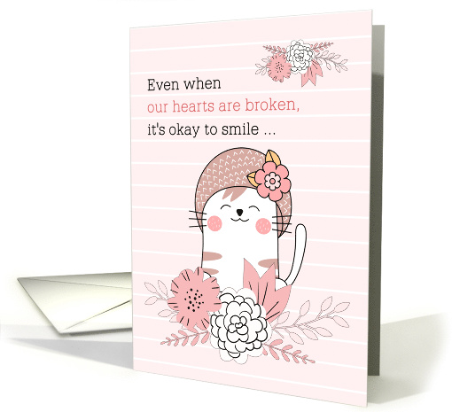 for Kids Sympathy Pink Kitty Cat Flowers and Stripes card (1745994)