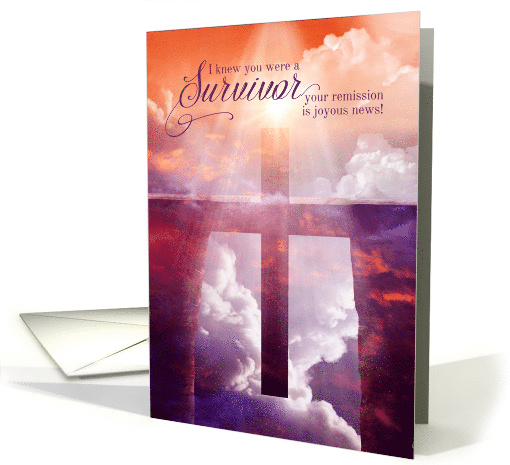 Cancer Survivor Remission Christian Cross Sunlit Bridge card (1746098)