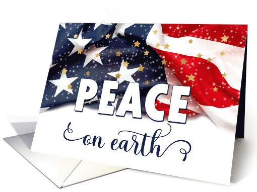 Peace on Earth American Flag Patriotic with Gold Stars card (1746740)