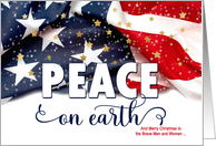 for Military Peace on Earth American Flag Patriotic card
