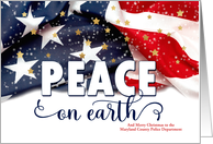 for Police Peace on Earth American Flag Patriotic Custom card