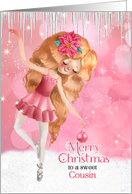 for Cousin Christmas Ballerina in Pink and White card