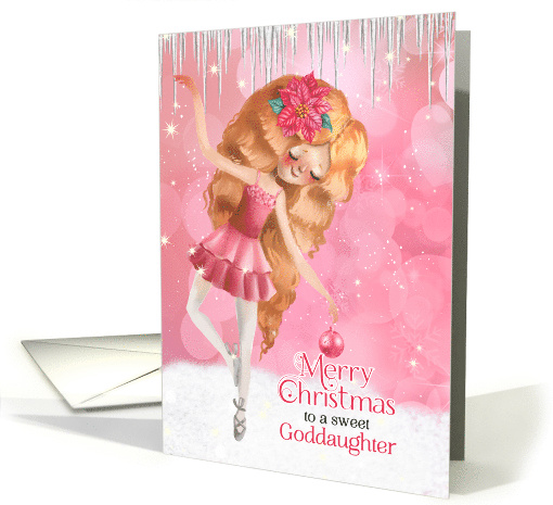 for Goddaughter Christmas Ballerina in Pink and White card (1746876)