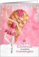 for Granddaughter Christmas Ballerina in Pink and White card