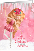 for Grandniece Christmas Ballerina in Pink and White card