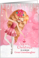 for Great Granddaughter Christmas Ballerina in Pink and White card