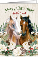 for a Friend Fun Stable Humor Horse Pair Country Christmas card