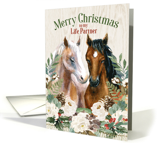 for Life Partner Horse Pair Country Christmas with Western Style card