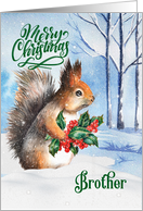 for Brother Christmas Squirrel Winter Woodland Theme card