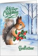 for Godfather Christmas Squirrel Winter Woodland Theme card