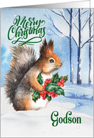 for Godson Christmas Squirrel Winter Woodland Theme card