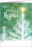 Every Heart Rejoice Winter Pines and Stars Religious Christmas card