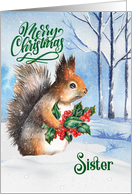 for Sister Christmas Squirrel Winter Woodland Theme card