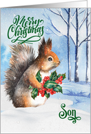 for Son Christmas Squirrel Winter Woodland Theme card