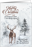 for Life Partner Romantic Christmas Reindeer in a Snowy Forest card
