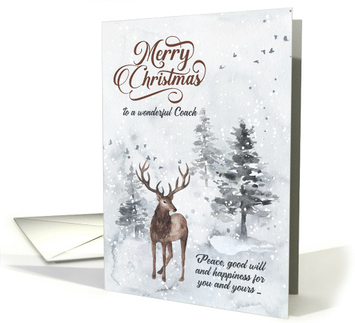 for Coach Christmas Reindeer in a Snowy Forest card (1748492)