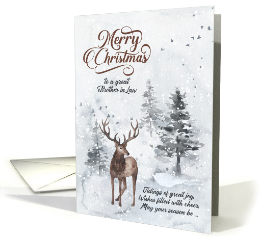 for Brother in Law on Christmas Reindeer in a Snowy Forest card