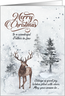 for Father in Law on Christmas Reindeer in a Snowy Forest card