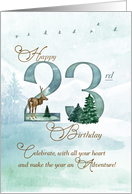 23rd Birthday Evergreen Pines and Deer Nature Themed card