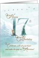 17th Birthday Evergreen Pines and Deer Nature Themed card