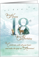 18th Birthday Evergreen Pines and Deer Nature Themed card