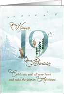 19th Birthday Evergreen Pines and Deer Nature Themed card