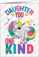 Young Daughter Valentine Rainbow Unicorn One of a Kind card