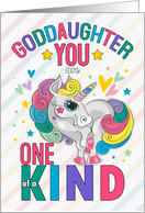Goddaughter Valentine Rainbow Unicorn One of a Kind card