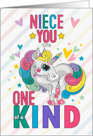 Niece Valentine Rainbow Unicorn One of a Kind card