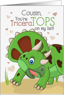 Young Cousin Valentine You’re TriceraTOPS Dinosaur Theme card