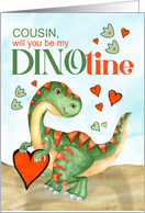 Young Cousin Valentine T-Rex Dinosaur Be Mine DINOtine card