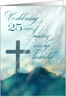 25th Ordination Anniversary Teal Cross with Sun Rays card