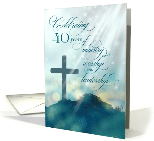 40th Ordination Anniversary Teal Cross with Sun Rays card (1751232)