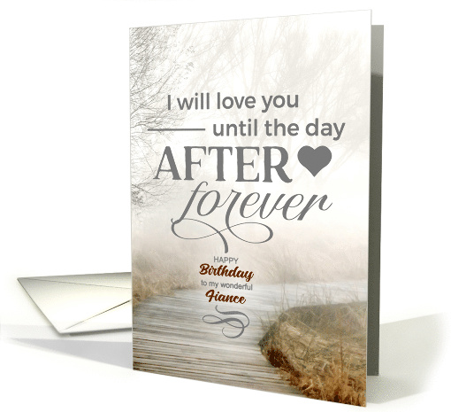 Fiance's Birthday Foggy Coastal Path with Romantic Message card
