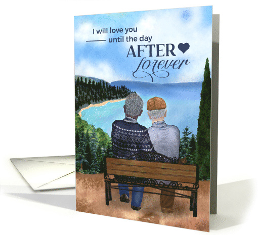 Wedding Anniversary Gay Senior Interracial Couple on a Bench card