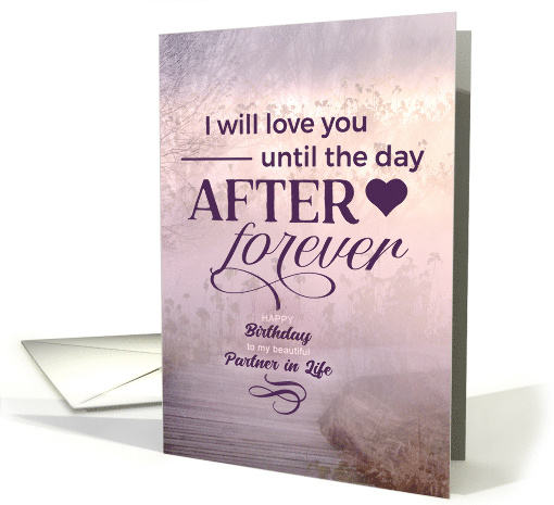 Life Partner Purple Romantic Birthday Foggy Coastal Path card