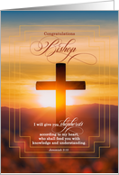 Newly Ordained Bishop Sunset Cross with Bible Scripture card