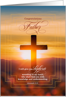 Newly Ordained Priest Sunset Cross with Bible Scripture card