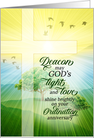 Deacon Ordination Anniversary Sunlit Meadow and Cross card