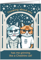 Two Male Cats in a Window Romantic Thoughts card