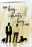 Boy Meets Boy Gay Romantic Encounter Male Silhouettes with Dogs card