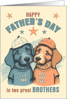 Brother and Gay Partner Father’s Day Cute Dogs in Blue and Brown card