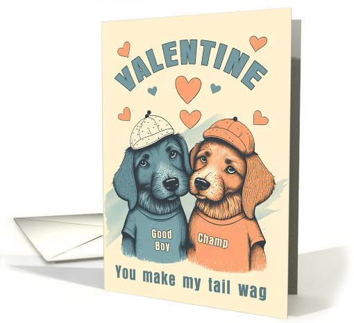 Gay Valentine Cute Male Dogs in Blue and Brown card (1753110)