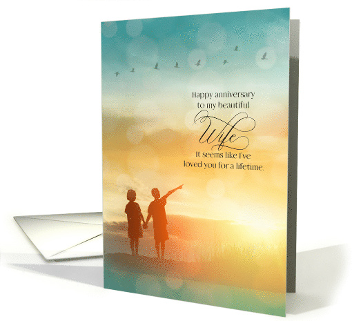 for Wife Wedding Anniversary Kids at a Summer Lake Lifetime Love card
